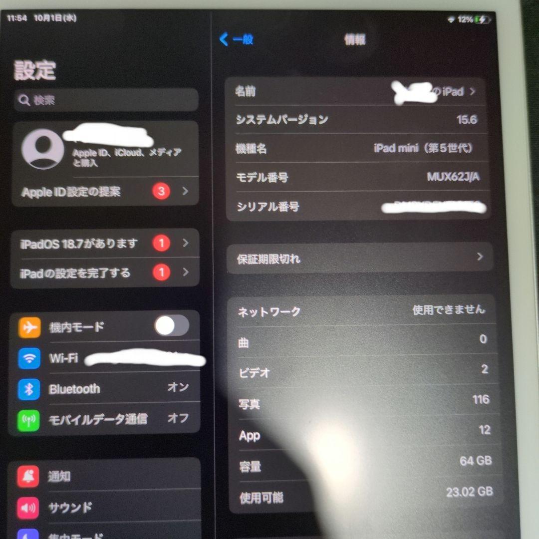 iPad Mini 第5世代 64GB Wi-Fi + Cellular au