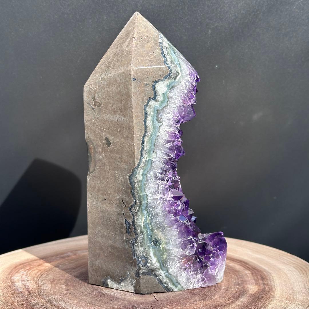 天然石アメジストのポイント　置物G.61