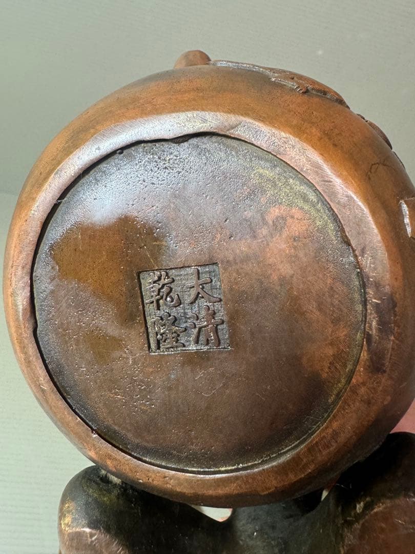 2856 中国骨董　大清乾隆銘　純銅製　聖女　急須　時代物