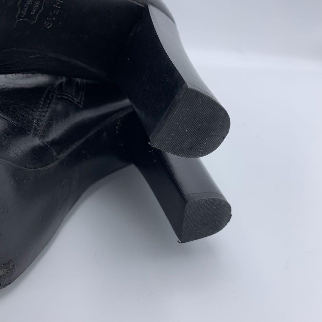 トリーバーチ　ロングブーツ　ブラック　レザー　ロゴ