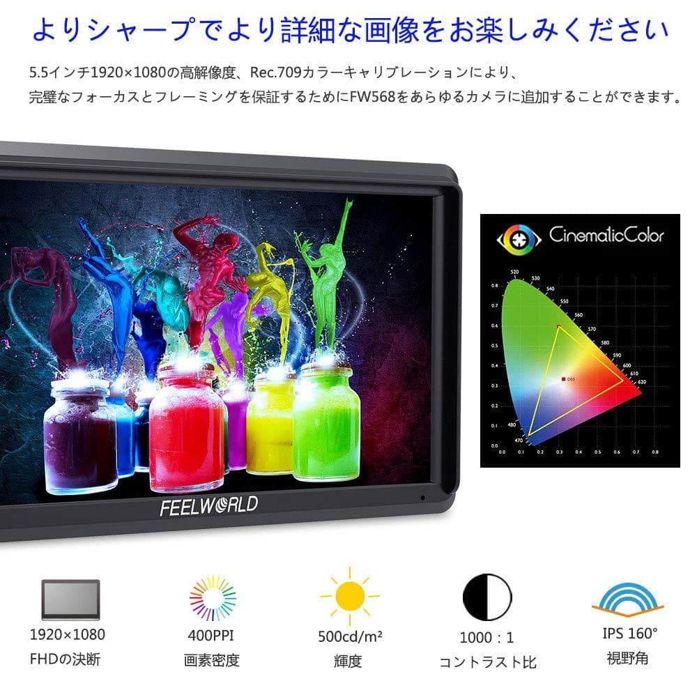 5.5インチフルHD カメラ用液晶モニター 超薄型