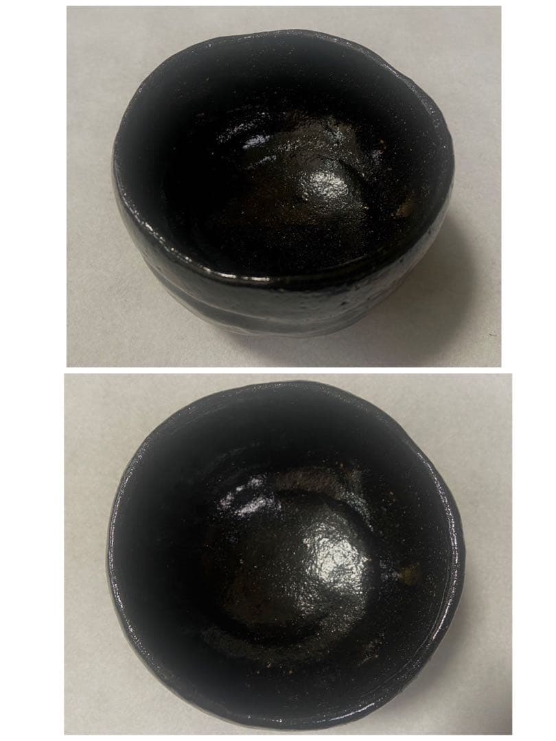 十四代 小川長楽造　黒楽茶碗 十五代淡々斎書付 陶印 共箱 茶道具