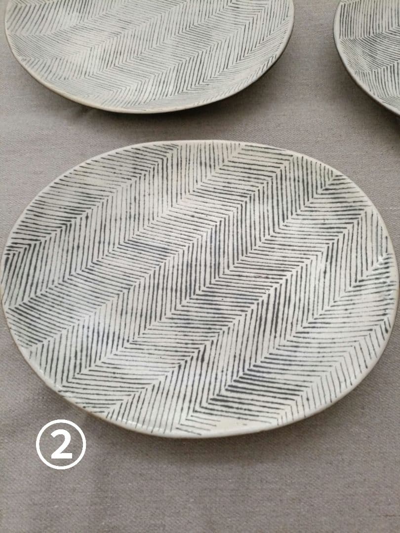 石岡信之　ヘリンボーン　楕円皿　5枚セット