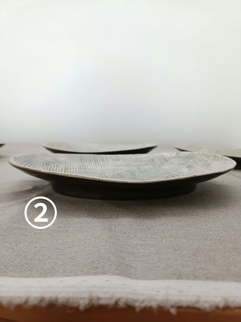 石岡信之　ヘリンボーン　楕円皿　5枚セット