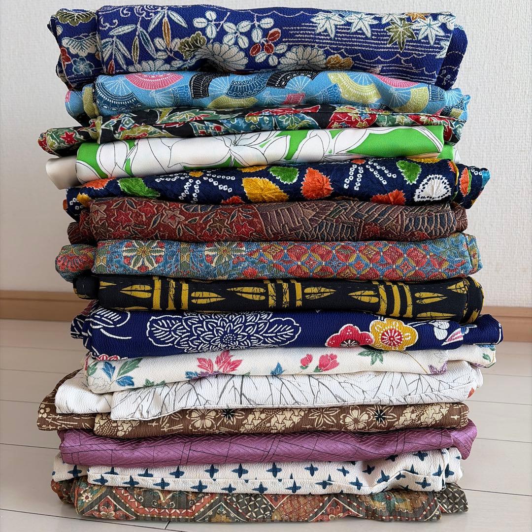 ヒ*チ様 ■S34■美品多数■正絹小紋着物　15枚セット■未使用品～やや汚れ有・