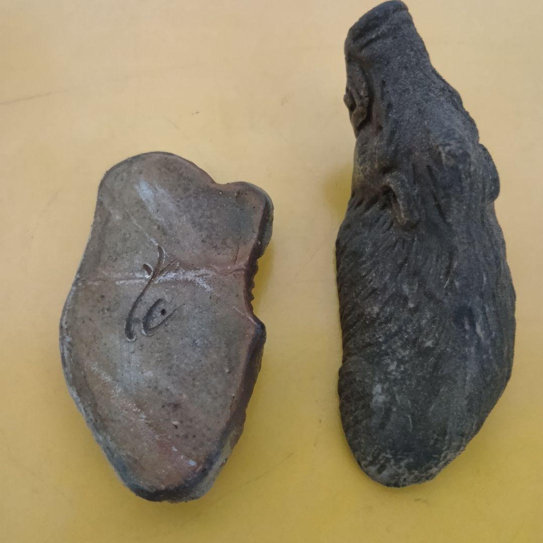 骨董品　香合　備前焼　イノシシ　置物　木箱付き　勝　茶道具　極美品‼️