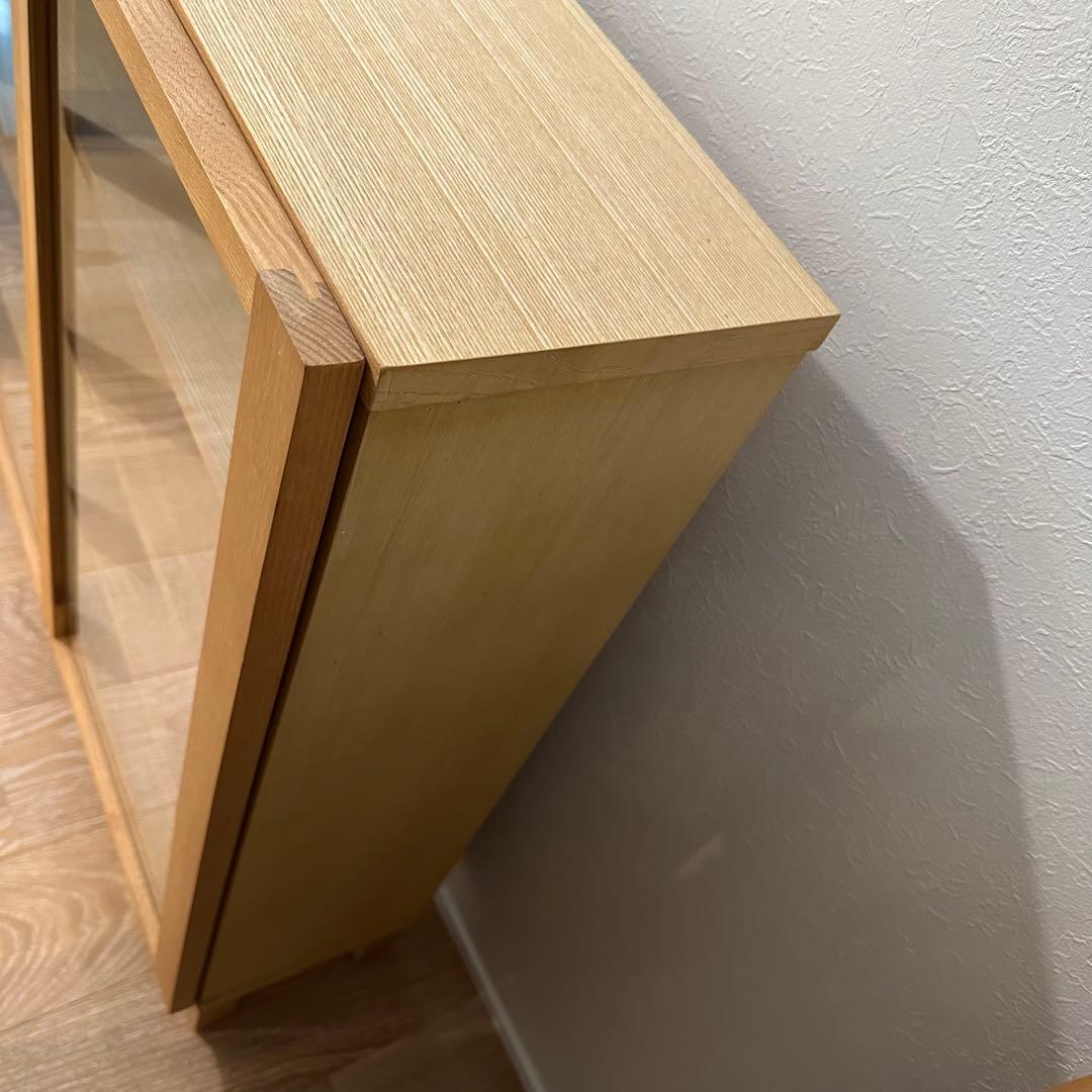 無印良品　オーク材　ガラス扉木製キャビネット　①