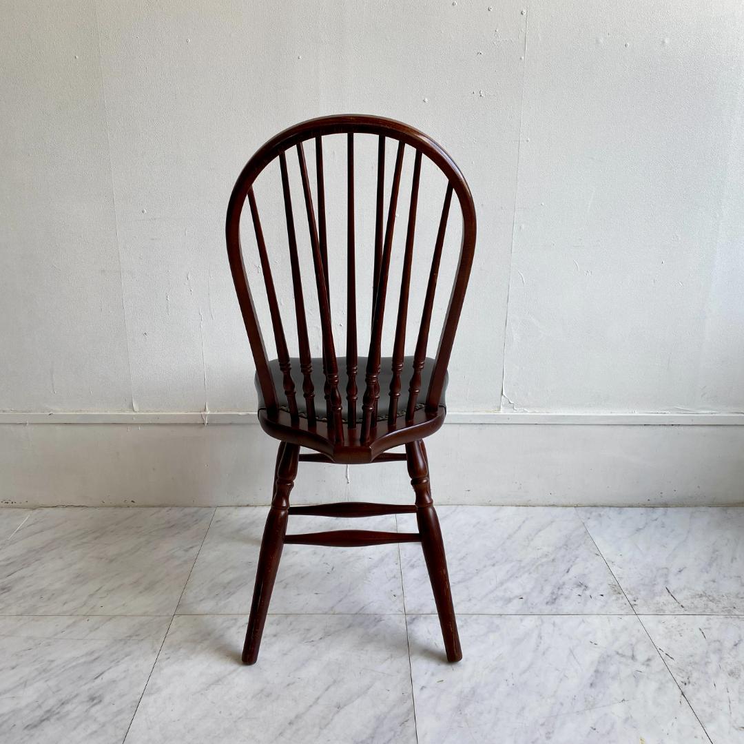 秋田木工 ビンテージ ダイニングチェア 曲木 椅子 レザー座面 鋲打ち