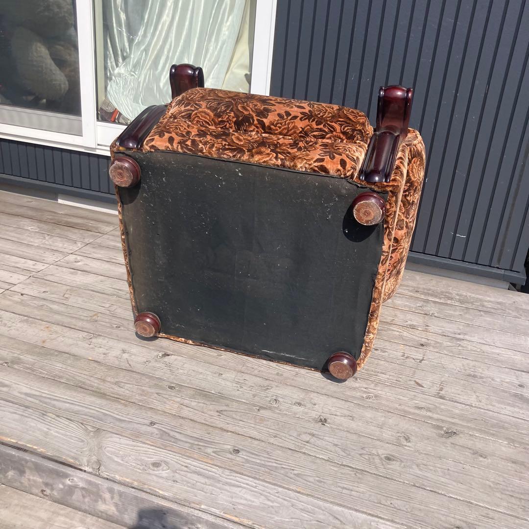 昭和レトロ 薔薇バラ柄 花柄ベロアソファ 1人掛けソファ アームチェア モケット