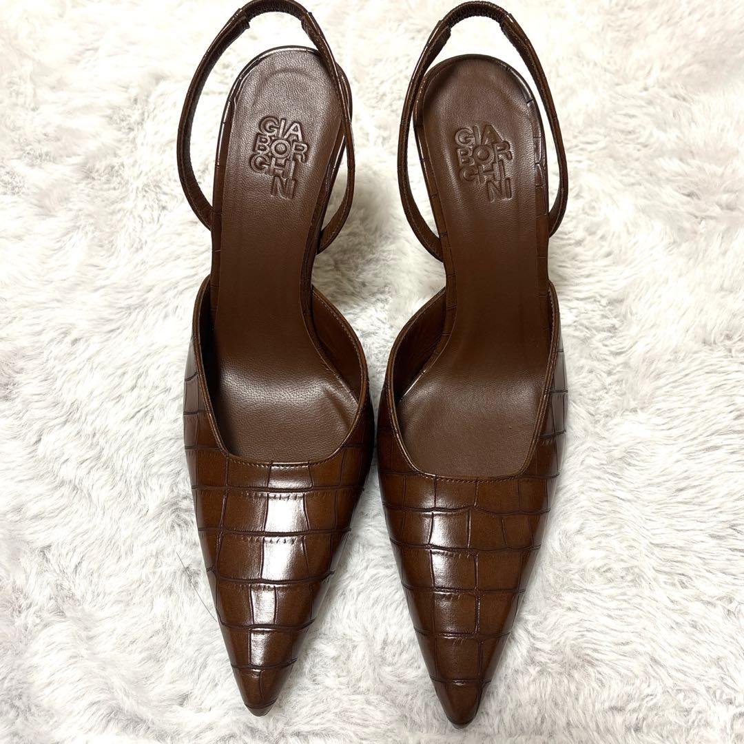 定価84,700円【GIA BORGHINIジアボルギーニ】クロコ型押しパンプス