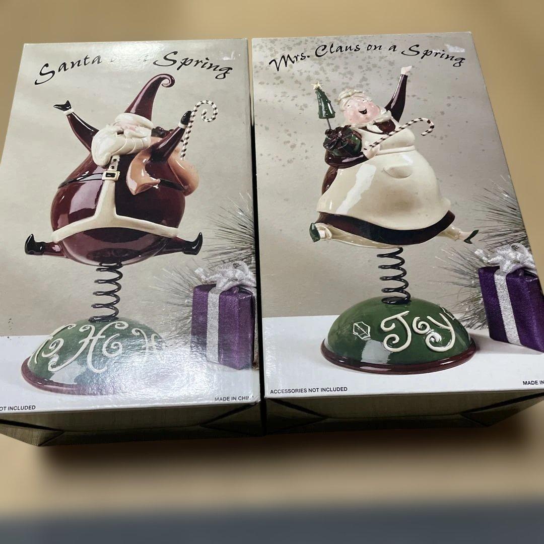 サンタクロース スプリング人形 置物 2体セット