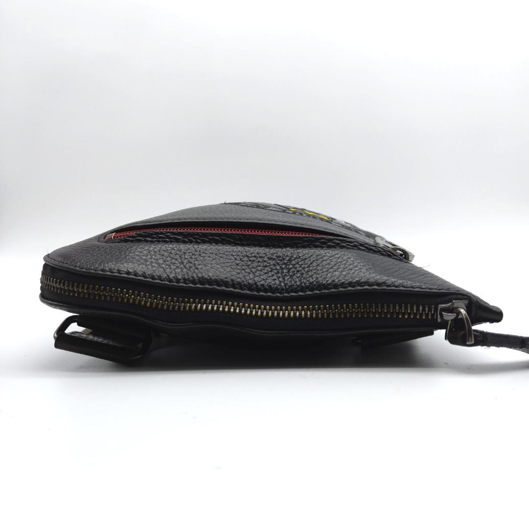 現行 極美品 カステルバジャック ショルダーバッグ LINK レザー ブラック