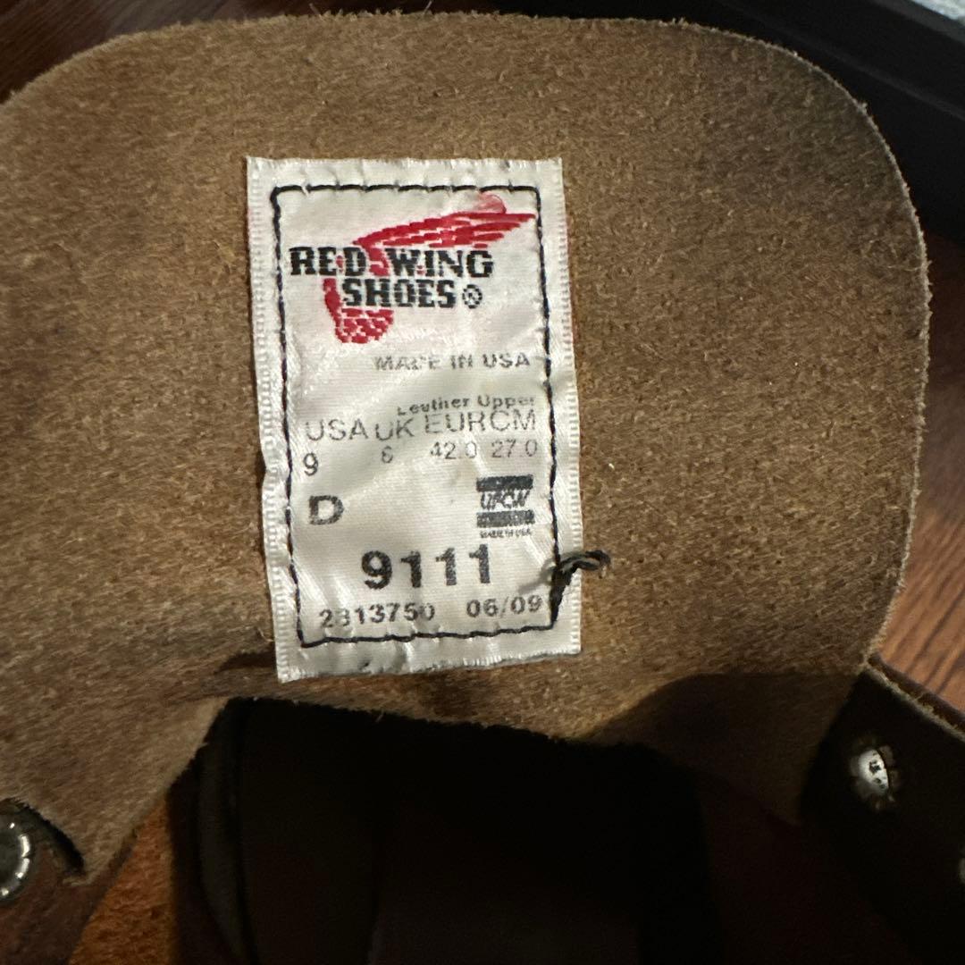 ★09年★羽刻印★9111 ★レッドウィング ★9D ★人気モデル