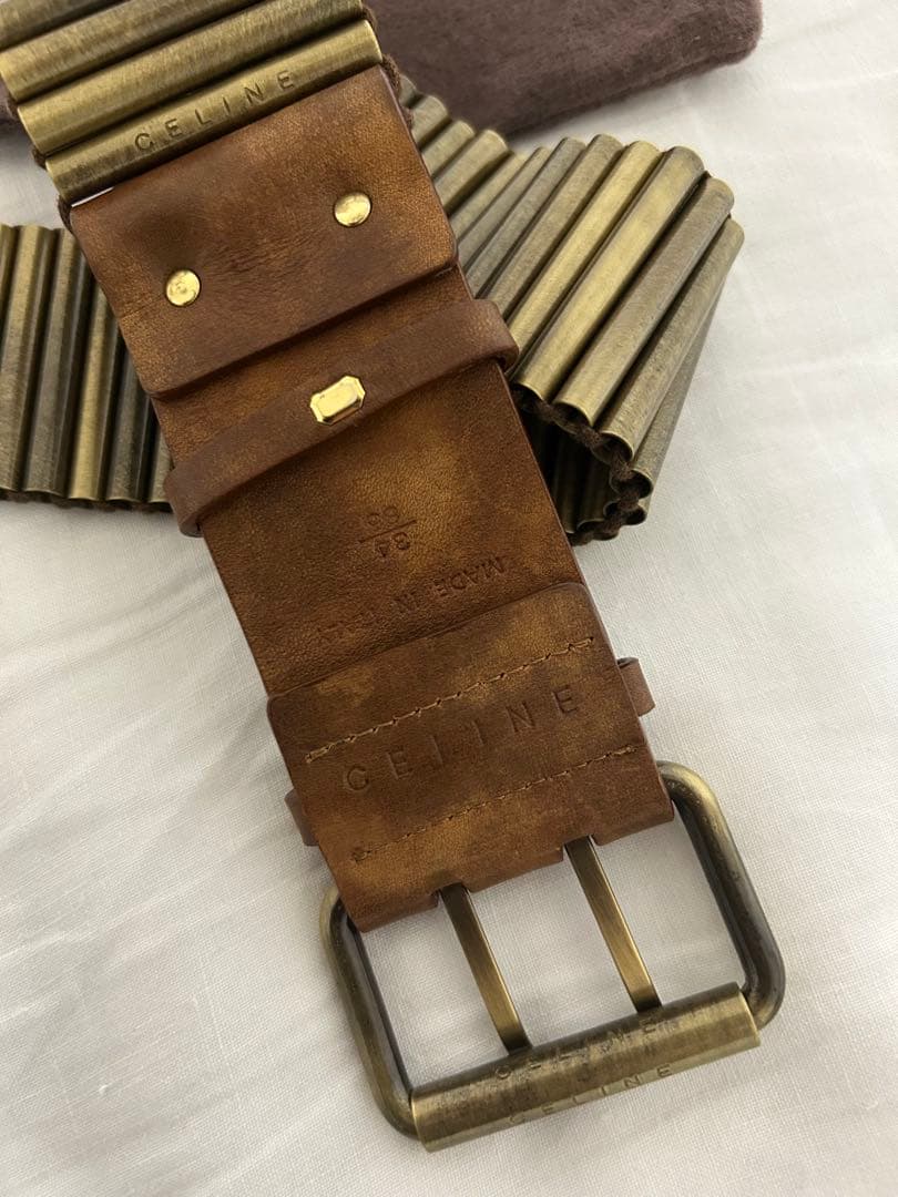 CELINE 金属製ストライプデザインベルト