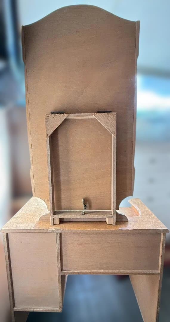 昭和レトロ 木製ドレッサー 鏡台 大型ミラー付き 収納 引き出し付き 幅76cm