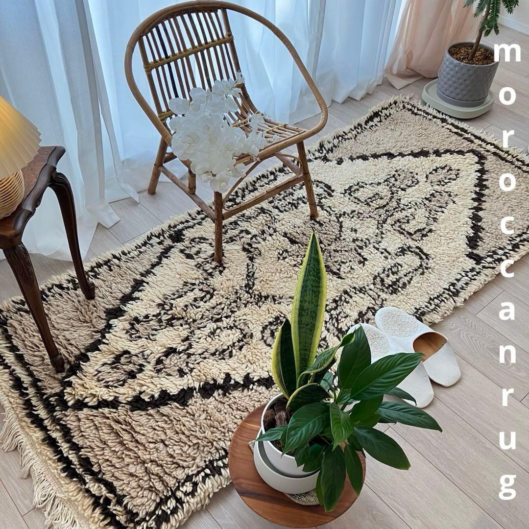 レア✳︎モロッコラグ　ミルキー　ブラウンチョコ　メダリオン　トルコヴィンテージラグ