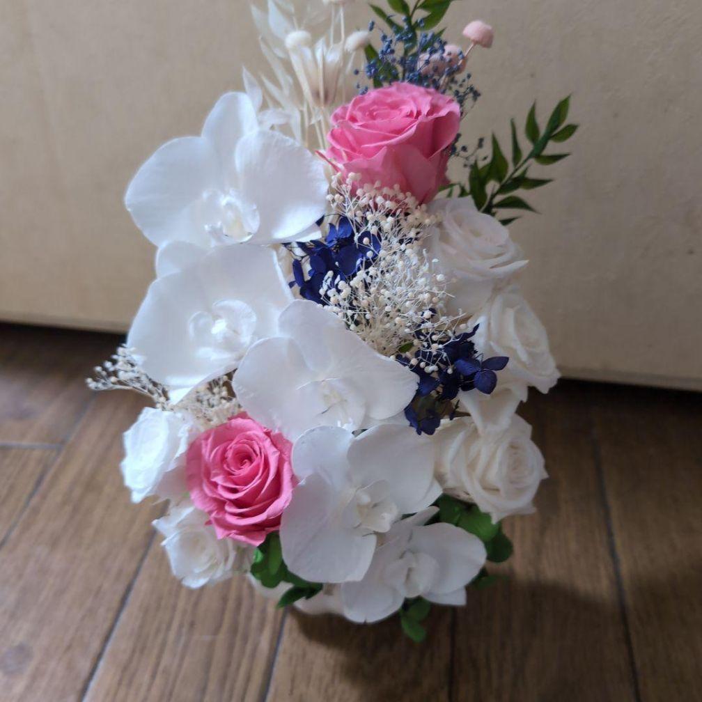 極上フラワーアレンジ　 プリザーブドフラワー　胡蝶蘭　造花無し
