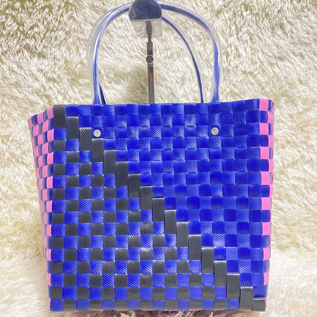 美品 MARNI かごバッグ 編み込みバッグ ハンドバッグ マルチカラー