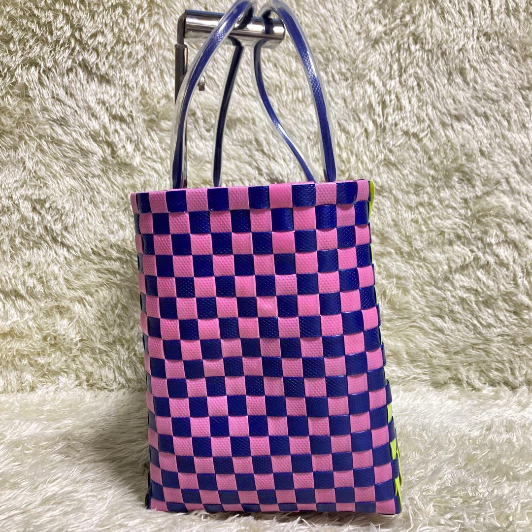 美品 MARNI かごバッグ 編み込みバッグ ハンドバッグ マルチカラー