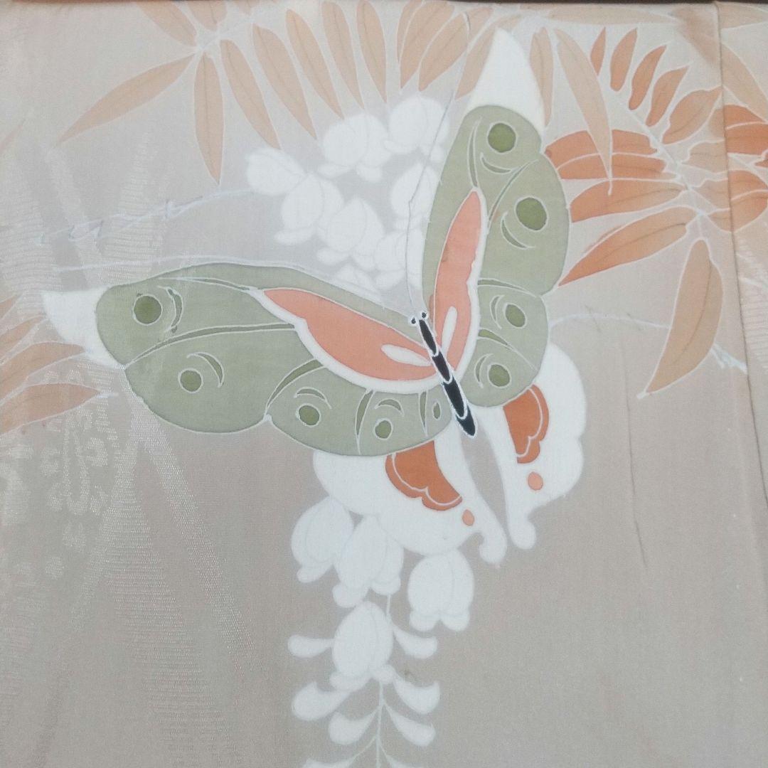 アンティーク 単衣 付け下げ訪問着 藤と蝶