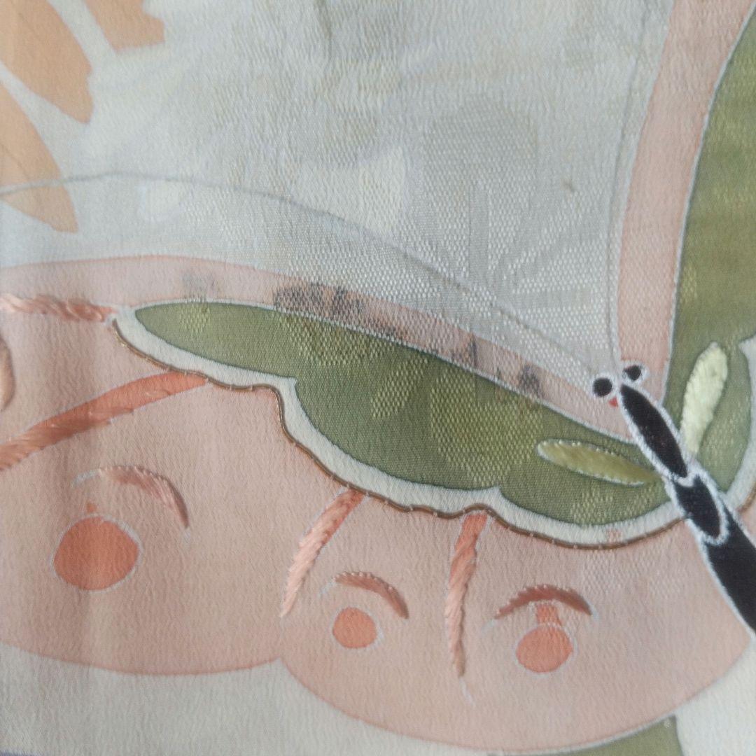 アンティーク 単衣 付け下げ訪問着 藤と蝶