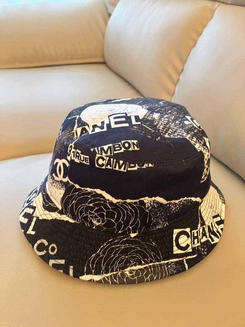 CHANEL シャネル バケットハット ブラック ホワイト カメリア 美品♡