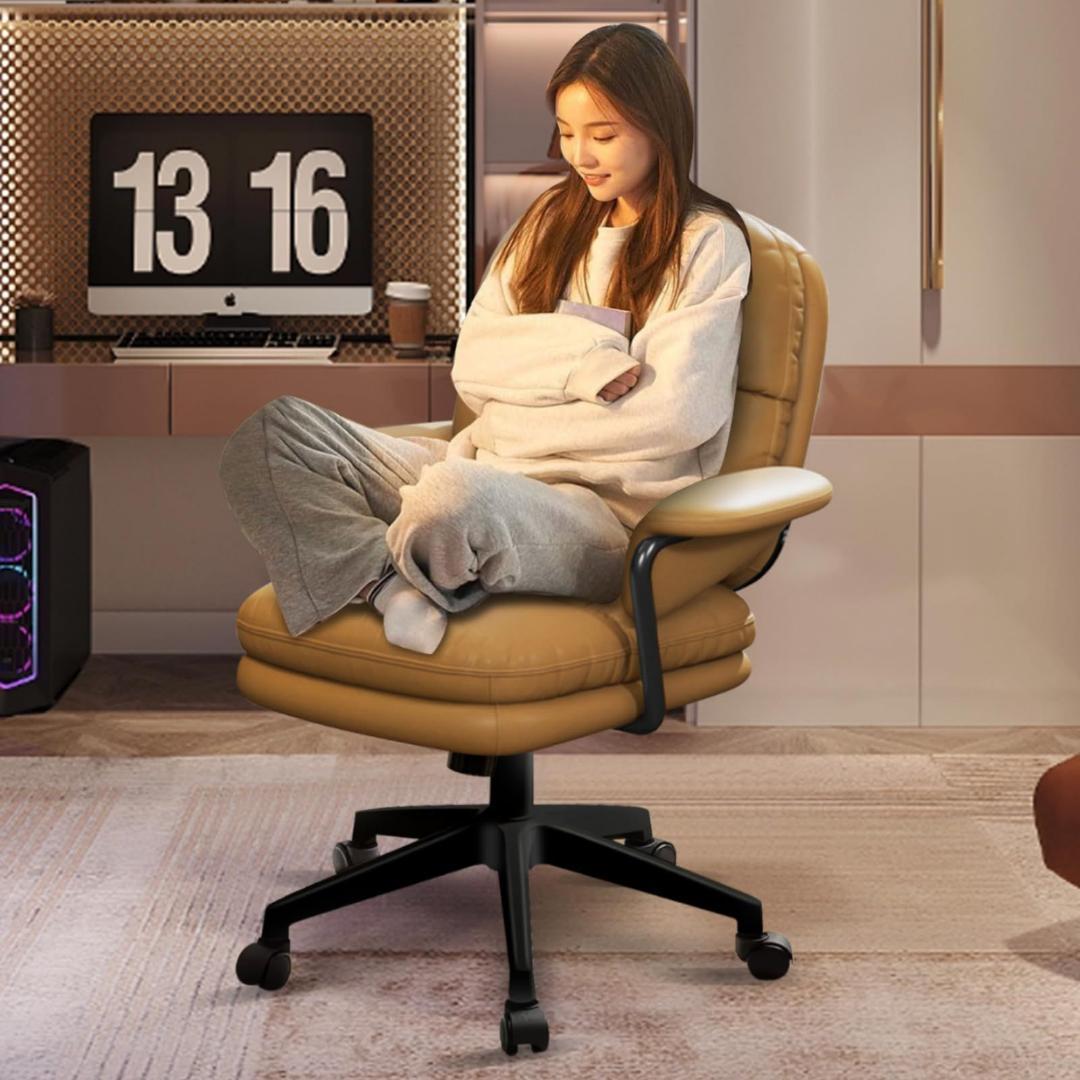 ブラック オフィスチェア 肘付き キャスター付 静音 テレワーク 椅子 あぐら