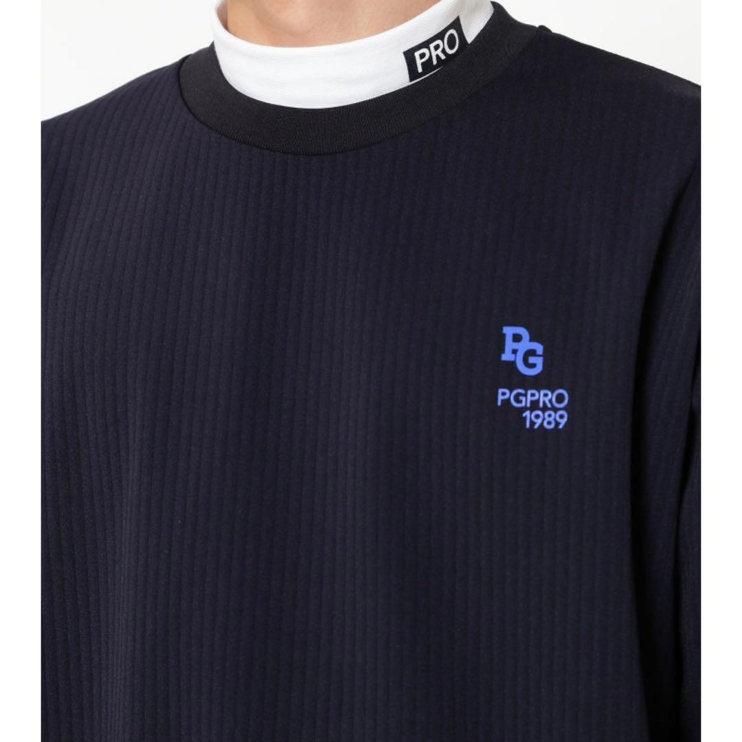 PEARLYGATES　凹凸ストライプクルーネックプルオーバー　トレーナー　紺色