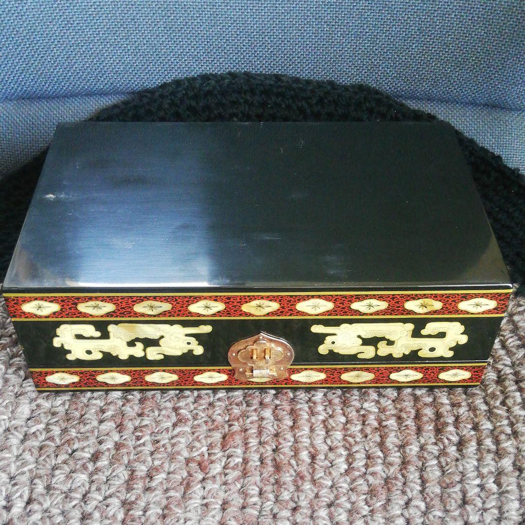 最終値下げ　中国骨董【新品未使用】中国名貴漆器　唐物二段化粧箱
