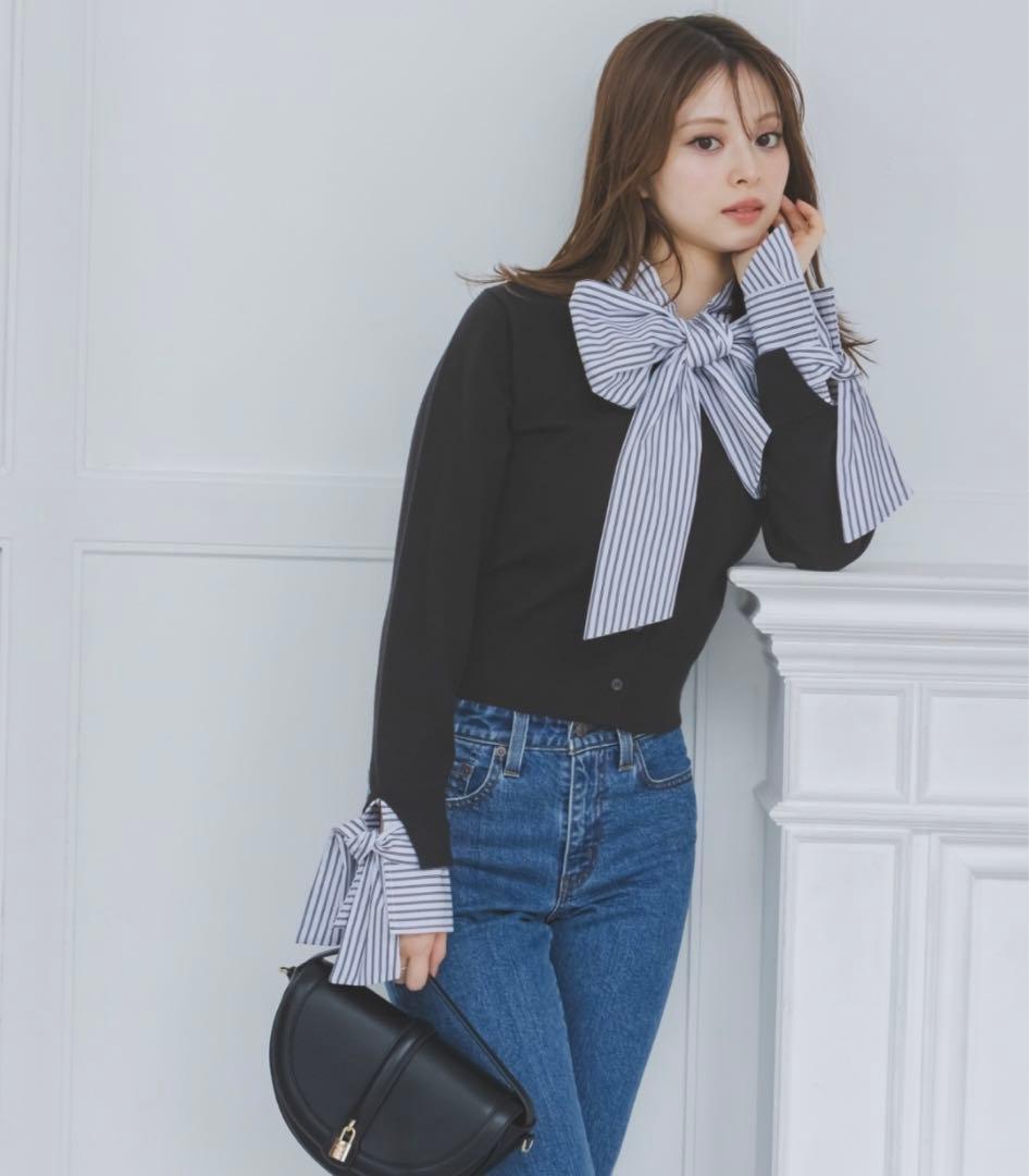 SNIDEL ボウタイドッキングニットプルオーバー