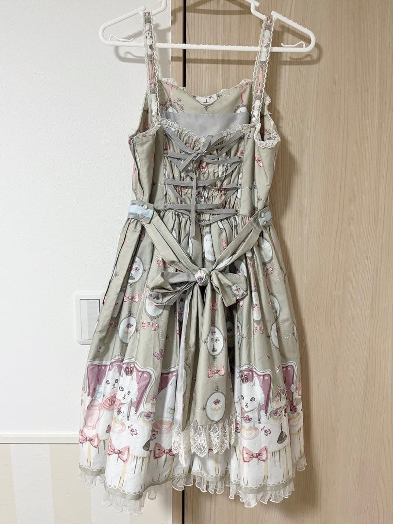 Angelic Pretty 猫のお茶会ジャンパースカートセットグレー ロリィタ