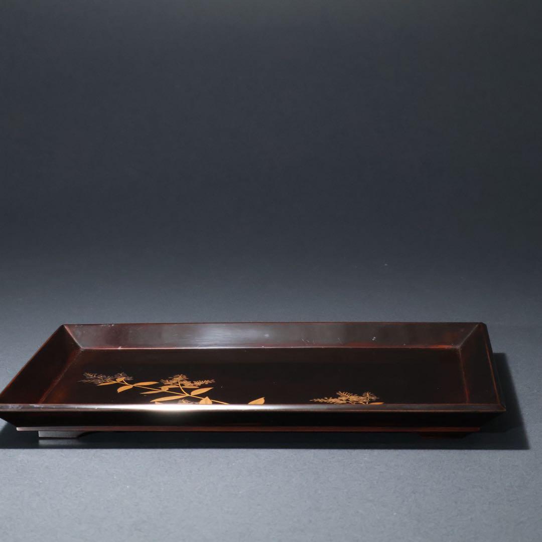 蒔絵　巻き煙草入れ　盆付き　平安漆専堂　共箱　R1429お12