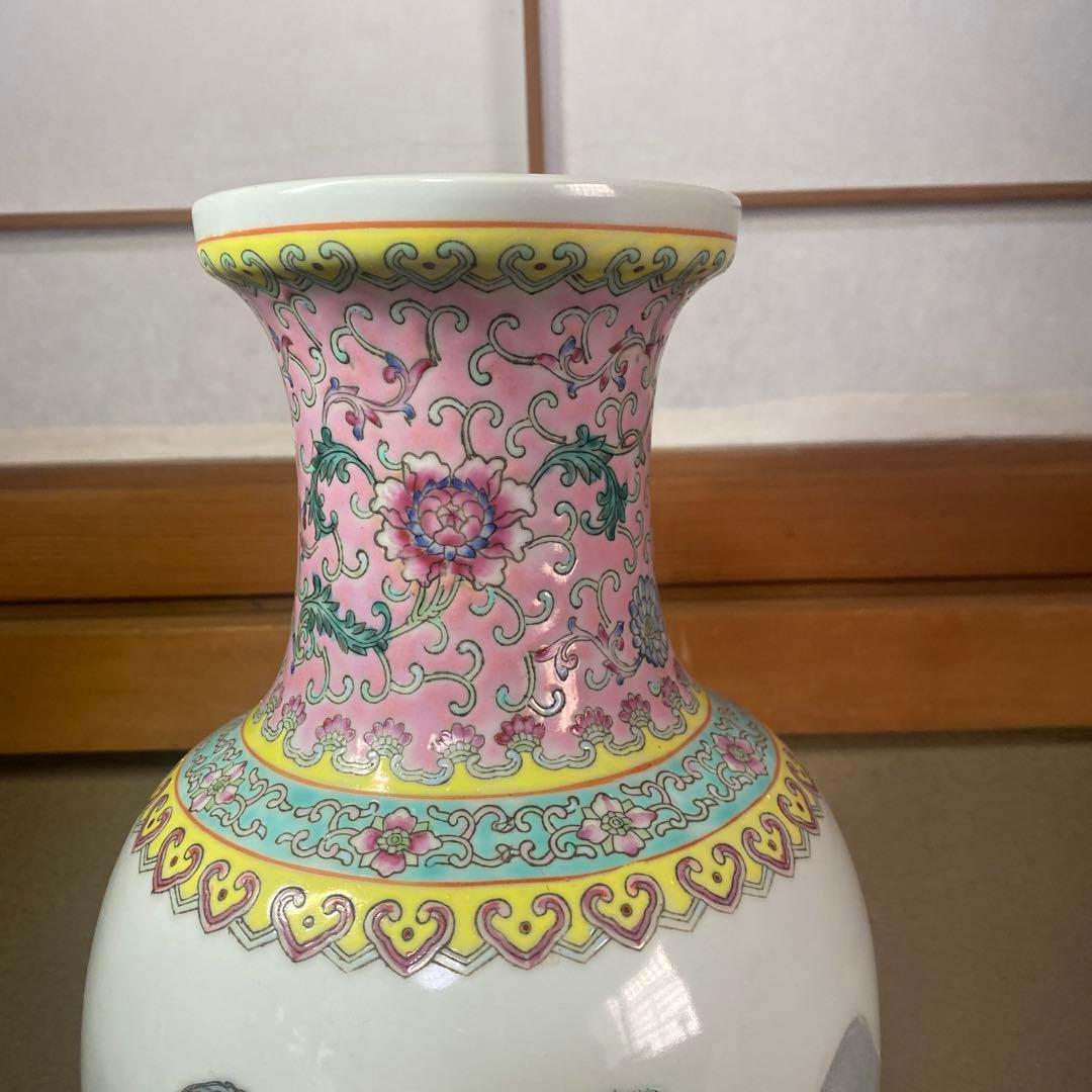 中国古玩色絵花瓶36cm20cm