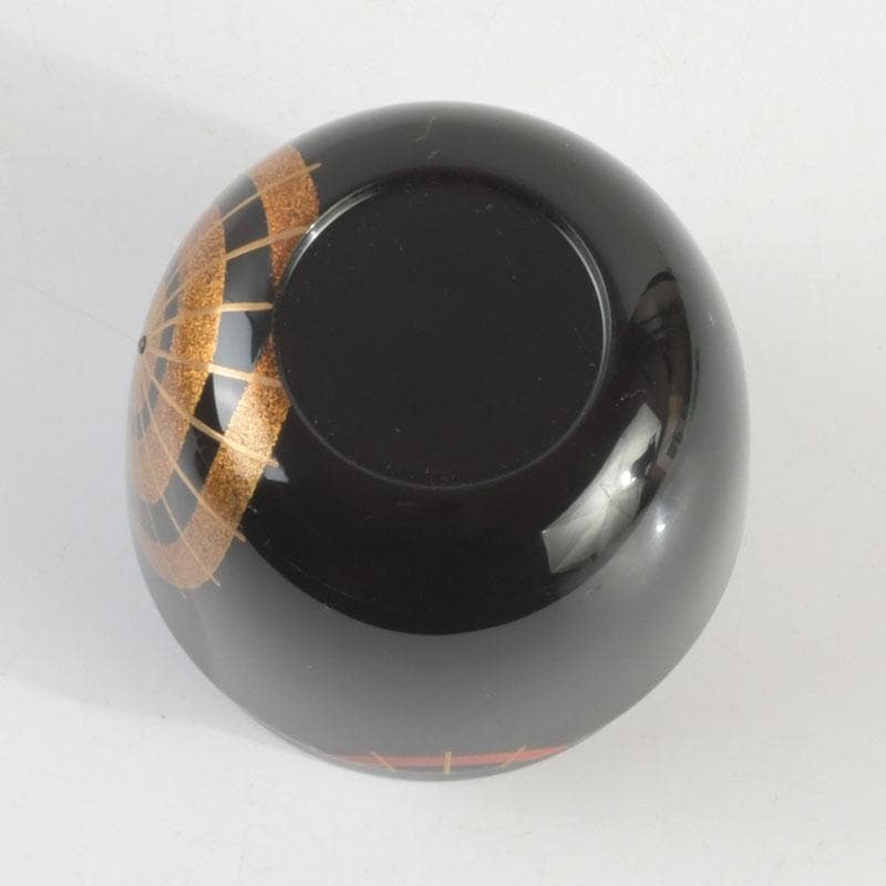 茶道具　山中塗　熊谷秀穂作　傘蒔絵　中棗　共箱　V　9489