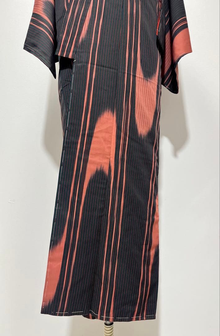 大正ロマン大胆な壺たれ文様 アンティーク小紋 銘仙 未使用しつけ極美品