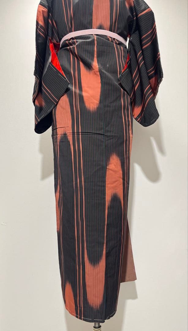 大正ロマン大胆な壺たれ文様 アンティーク小紋 銘仙 未使用しつけ極美品