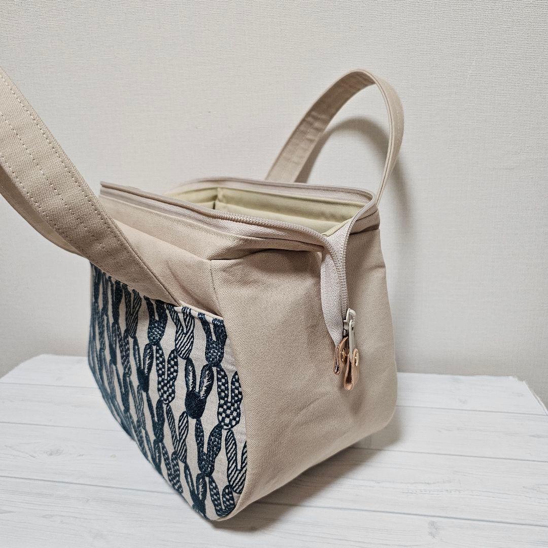 p.ぽってりボストンL ポンピア ベージュ ミナペルホネン ハンドメイド