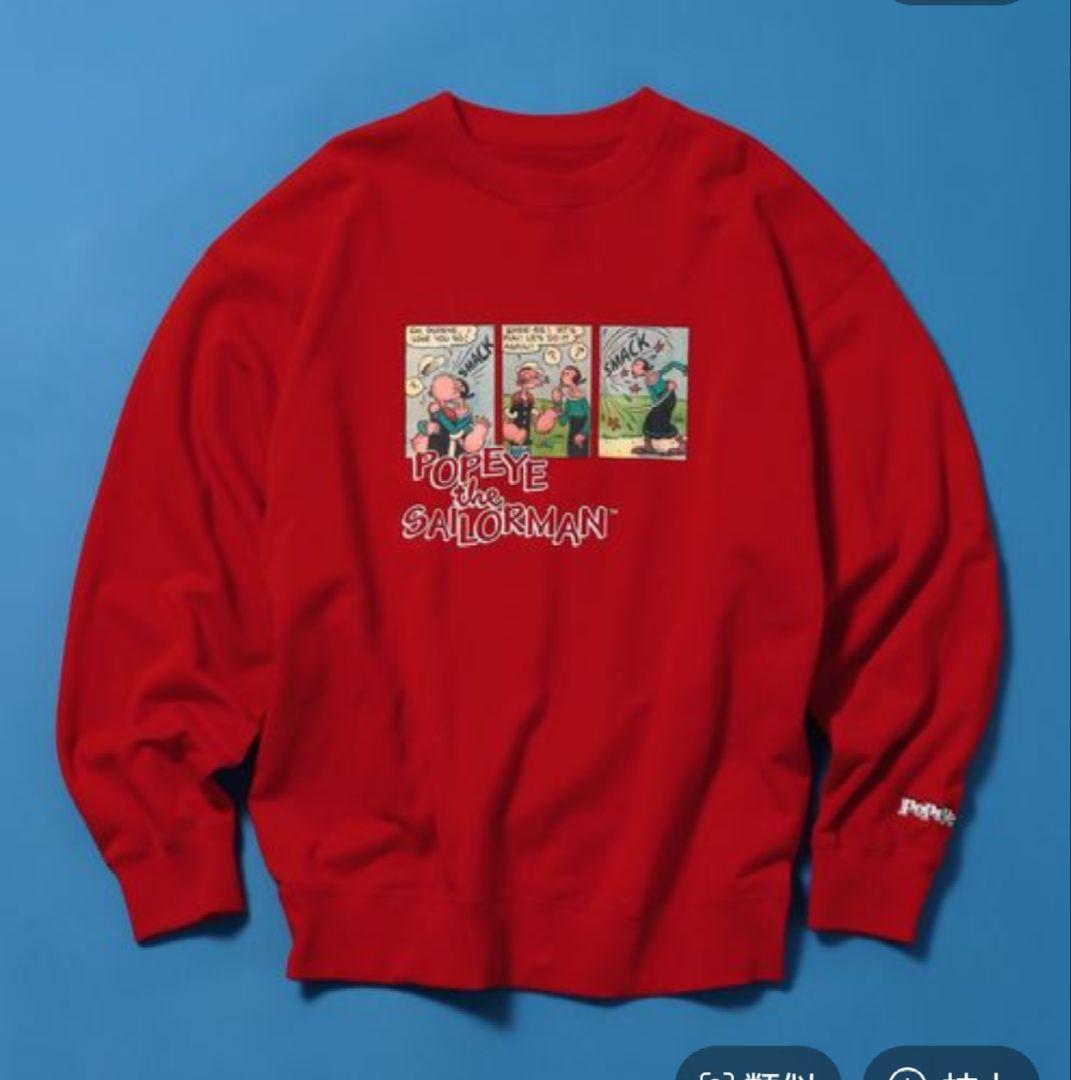ニコアンド POPEYEスウェットトップス レッド ユニセックス