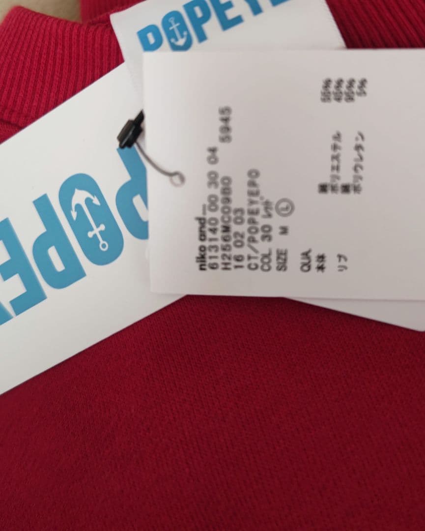 ニコアンド POPEYEスウェットトップス レッド ユニセックス