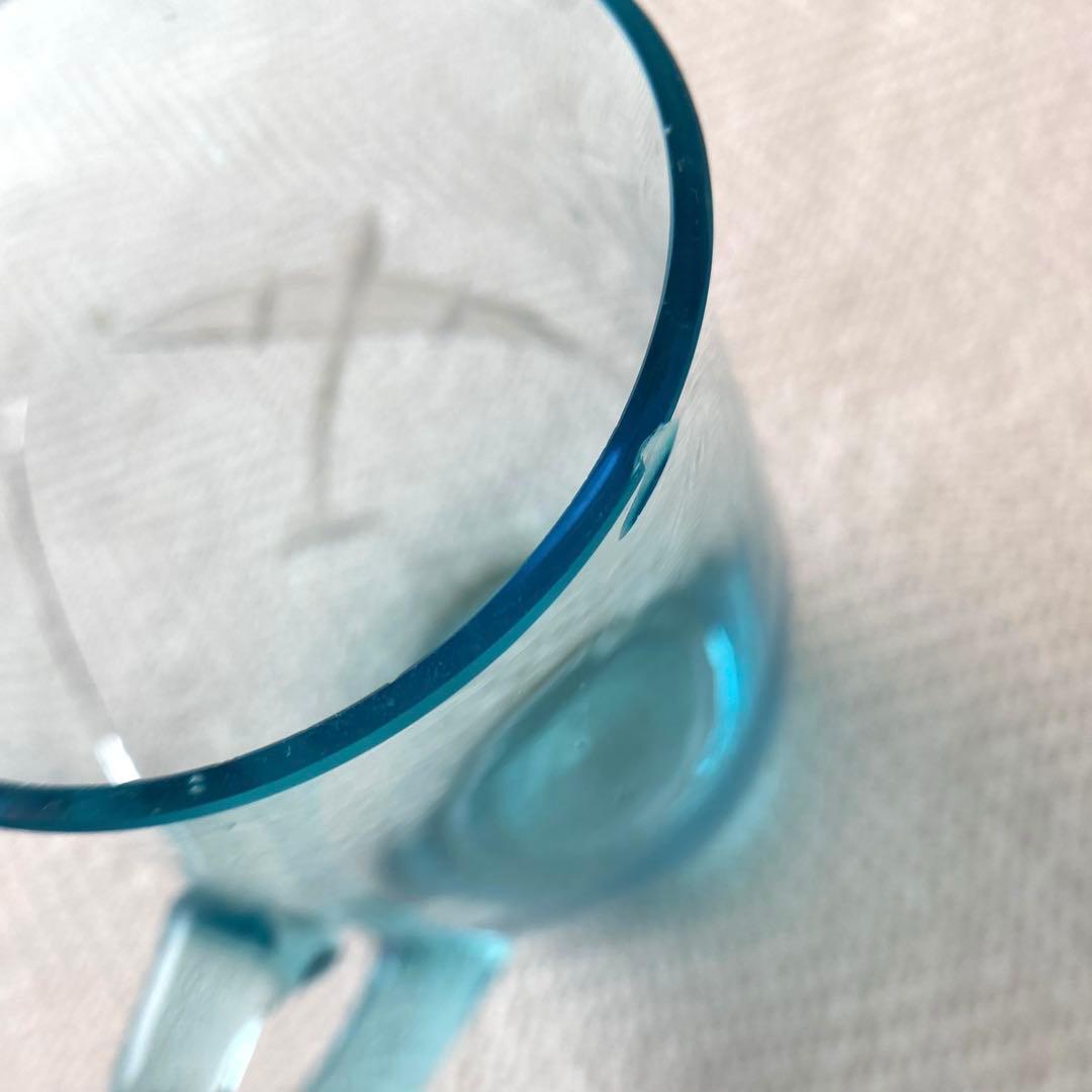 骨董 水色 ガラスカップ 零戦 戦闘機 切子細工 日本 レア ヒビあり