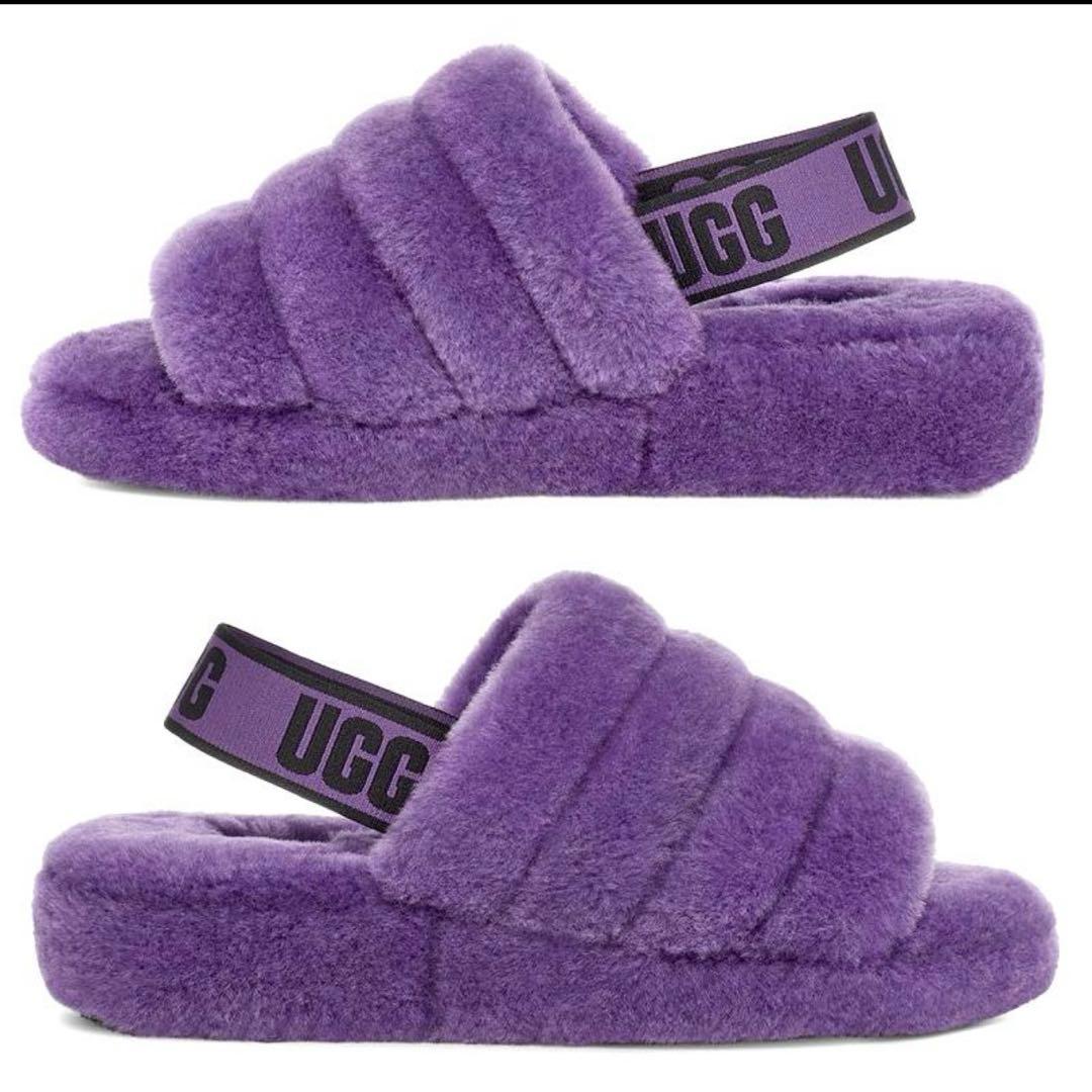 UGG パープル スリッパ サンダル UGG FLUFF ほぼ新品未使用