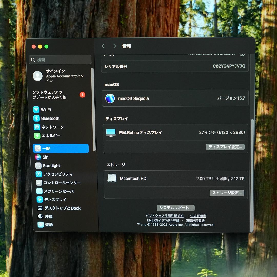 iMac 27インチ2019 6コアCorei5 3.7G/128GB/2TB