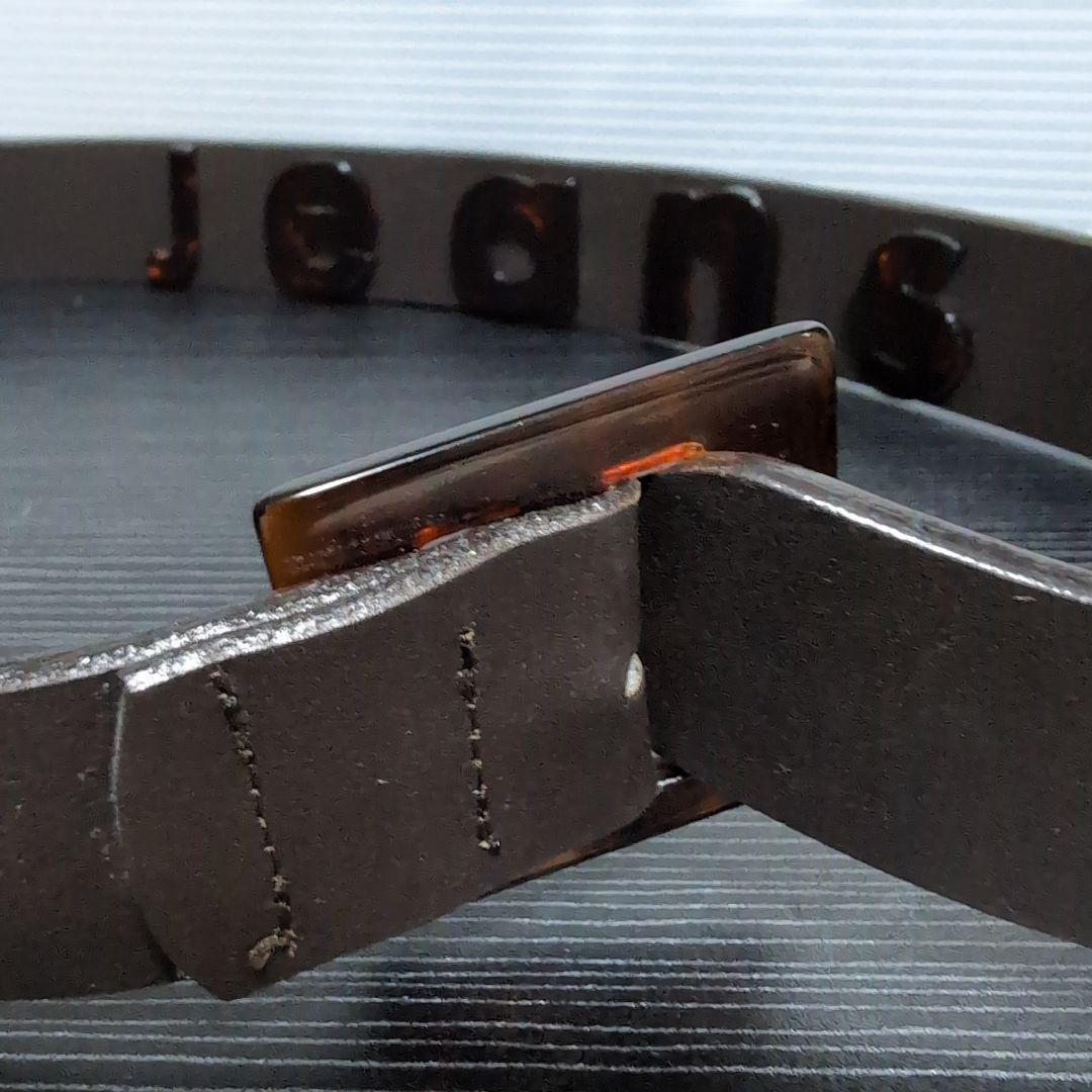 美品FENDI JEANS ロゴプレート レディースレザーベルト ダークブラウン