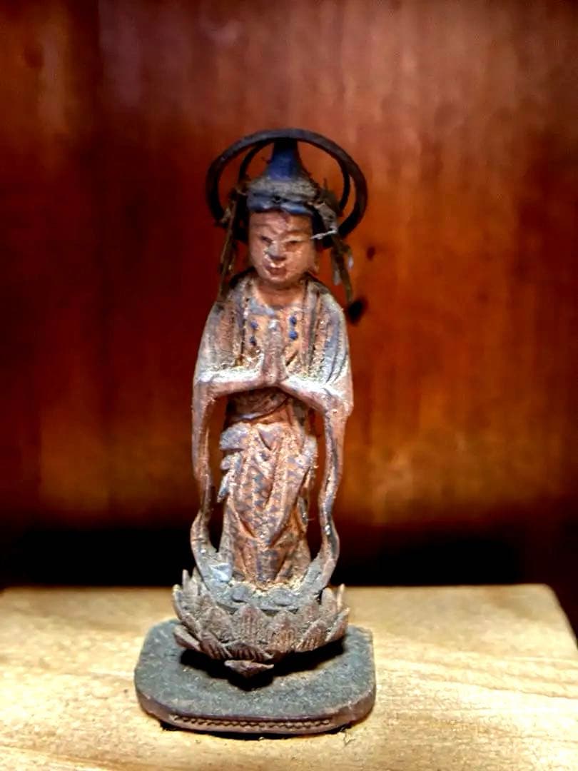 小さな　小さな合掌木彫り仏　極小木彫り仏　江戸時代