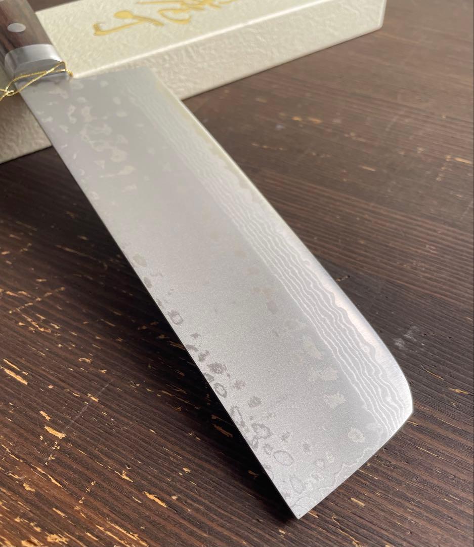 増谷刃物 訓平作 菜切VG10ステンレス積層（彩流）口金有スコッチ アウトレット