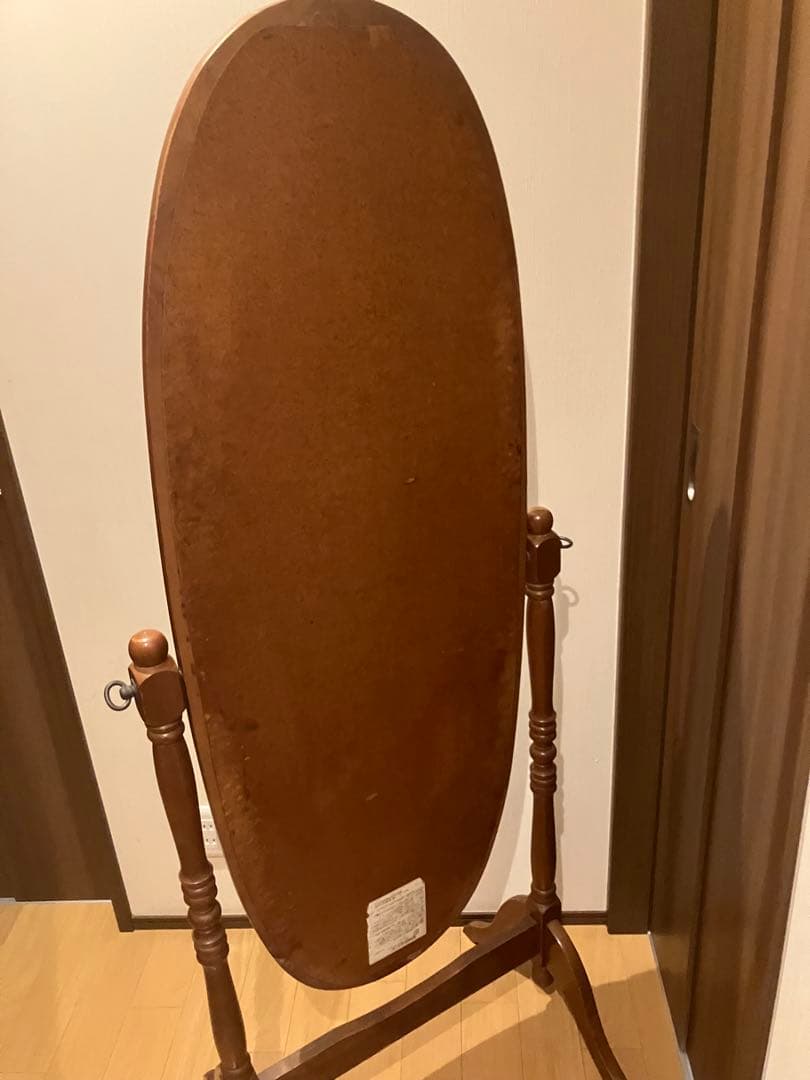 【木製フレーム全身鏡】 据え置きタイプ 両足付き【交渉歓迎】