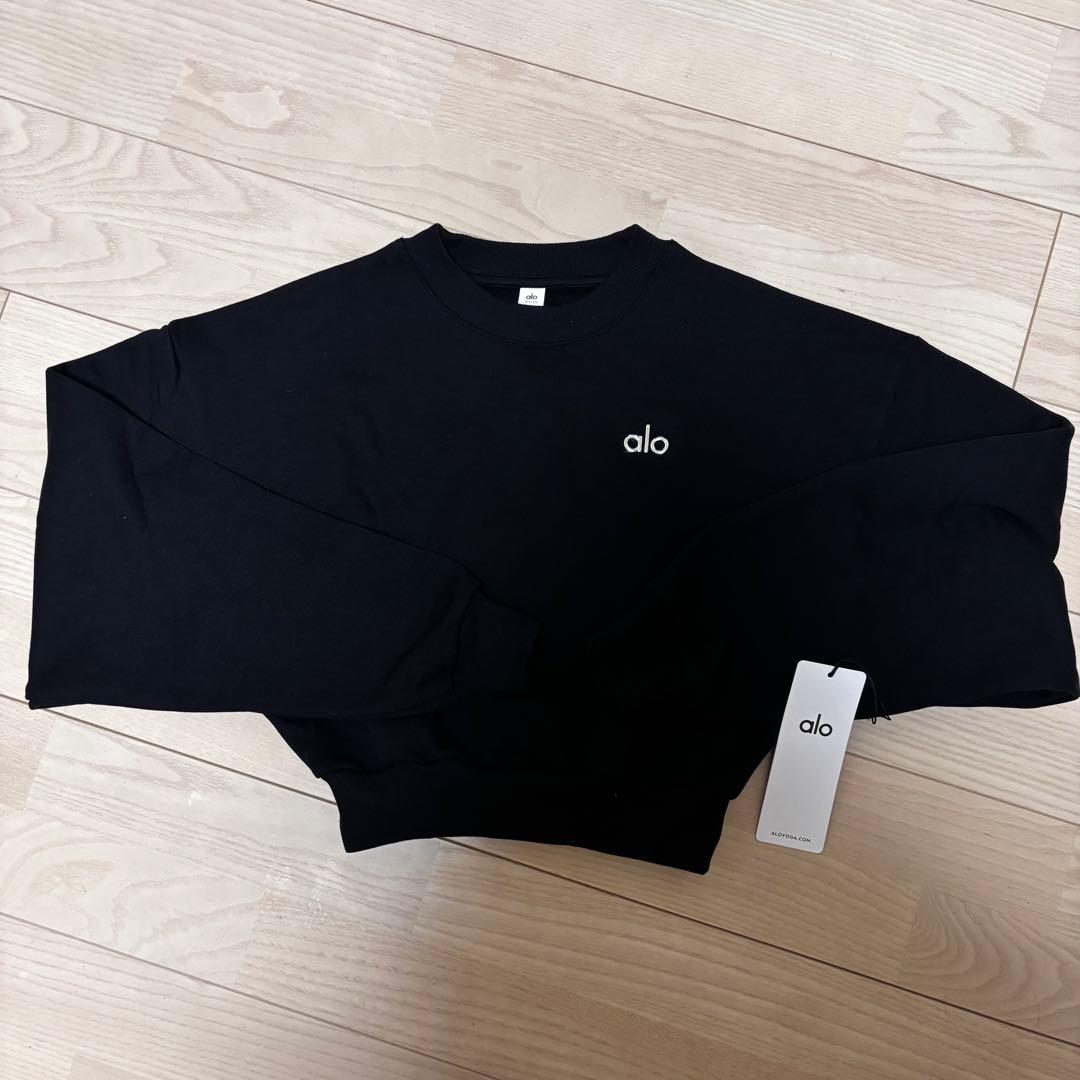 タグ付新品未使用品 alo クルーネックプルオーバー ブラックS