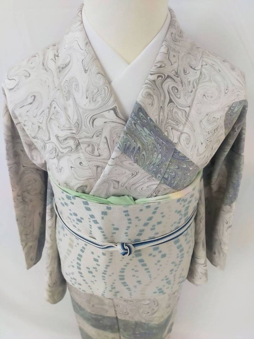 お見分け済　美品　正絹袷　墨流し　訪問着　単品