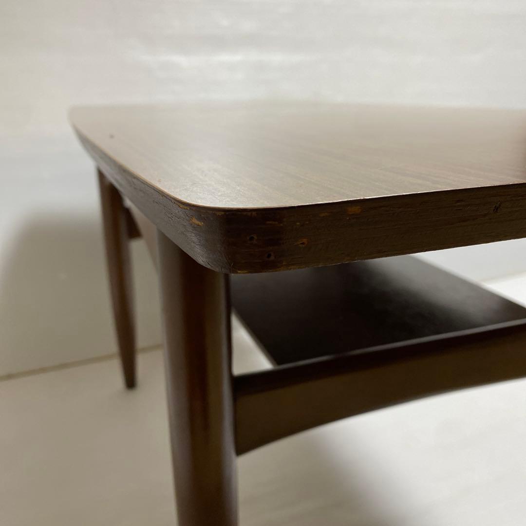 昭和レトロ コーヒーテーブル センターテーブル 応接テーブル 木製 棚付き 希少