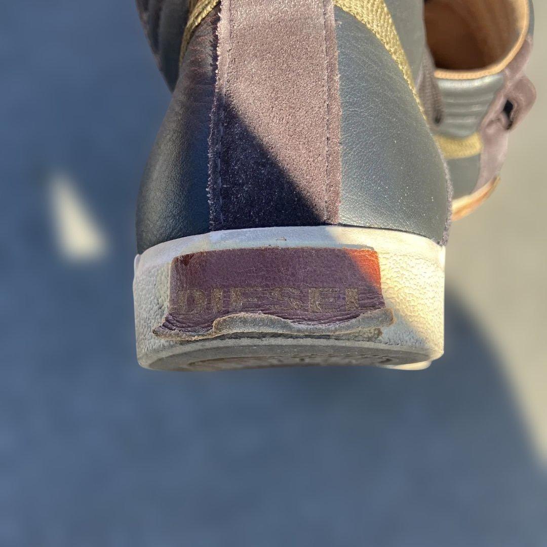 DIESEL 黒 レザー ハイカットスニーカー